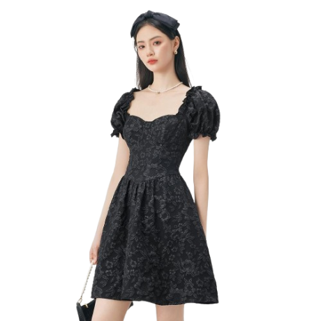Lovito Plain Y2K Little Black Dress L52AD089