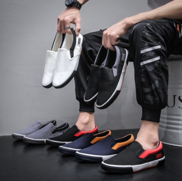 Coastar Men Canvas Slip On Shoes Korean Style Men Shoes Vulcanized Shoes Non-Slip Breathable #849