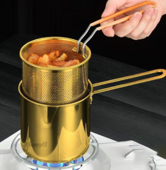 Home Small Deep Fryer Pot Deep Fryers Frying Pot Japanese Tempura Frying Pot for Camping Outdoor Fried Chicken Legs