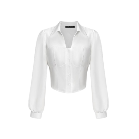 Lovito Women Button Blouse L67AD020 (White)