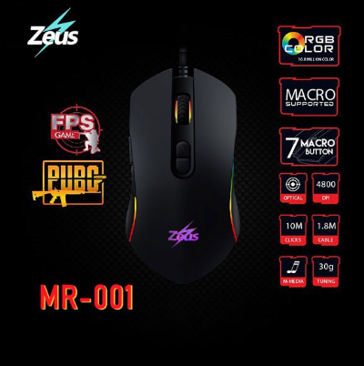 Zeus MR001 ( Z - Lance Head ) Wired Gaming Mouse RGB Backlight Gaming - Graded Wired Performance
