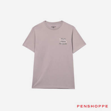 Penshoppe Made Under Pressure Regular Fit Graphic T-Shirt For Men (Gray)