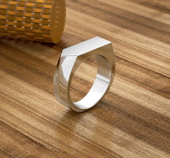 Simple Flat Rectangular Smooth Fashion Ring