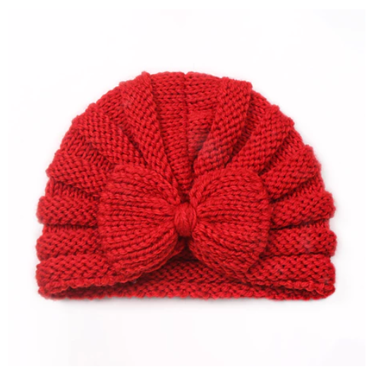 Newborn BowKnot Wool Soft Hat Elastic Knitted Warm Wool Cap for Baby Girl Turban Hat for Kids Girl H7