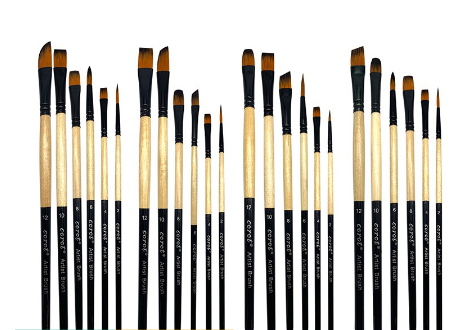 SeamiArt Corot 6 Pcs. Different Shape Nylon Hair Watercolor Painting Brush Set 4 Kinds Of Combination