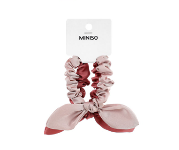MINISO Little Hair Tie with Bunny Ear 2pcs Pink