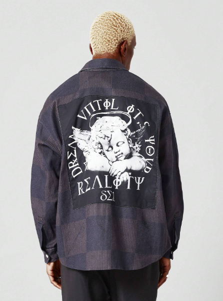 SUMWON Check Shirt With Back Patch Graphic
