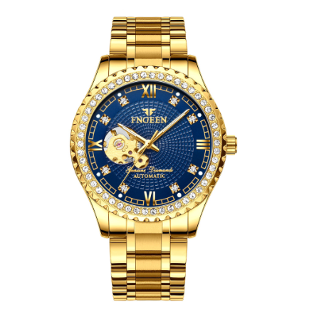 FNGEEN 8073 Men's Automatic Mechanical Watch GOLD BLUE
