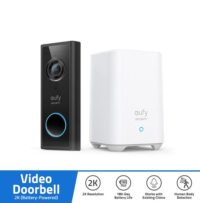 eufy by Anker Battery-Powered Video Doorbell Kit, Smart Video Doorbell, 2-Way Audio