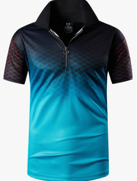 Men Athletic Paul Shirt Zip Polo Short-Sleeved Fit Tennis Golf Bowling Quick-Drying Clothes