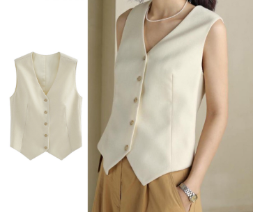 Lovito Women Elegant Plain Button Front Tank Top LNE43113