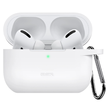 Esr Bounce Carrying Case Premium Silicone Soft Case with Carabiner for Airpods Pro White
