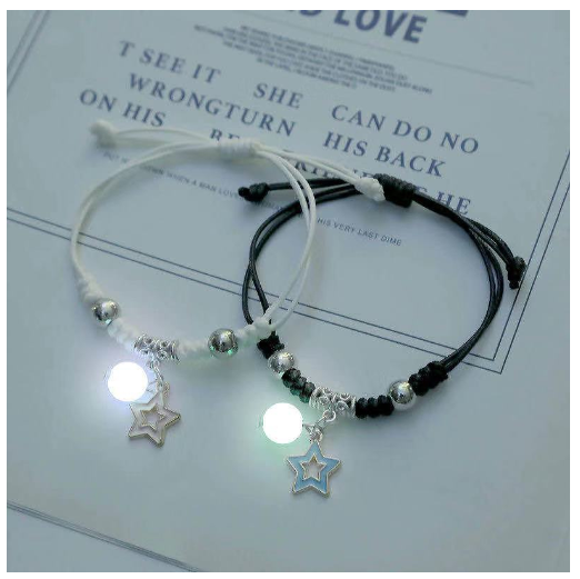 2Pcs Glow in the Dark Luminous Bracelet For Women Adjustable Fashion Women Men Couple Bracelet Best Friends Bracelets B43