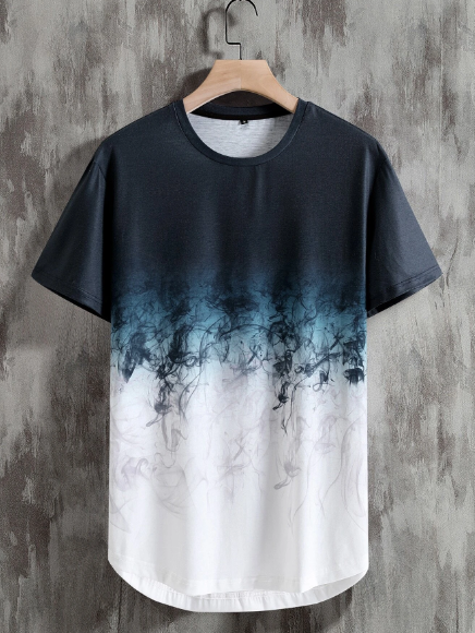 Manfinity Homme Men T-Shirts Fit Crew Neck Short Sleeve Graphic Tee Tie Dye Casual Summer Polyester