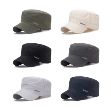 Summer Mesh Outdoor Sport Quick Drying Military Caps Men Breathable Cadet Army Cap Flat Top Hat Cycling Running Cap Baseball Cap