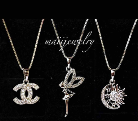 RS019 925 Korean SIlver Plated Crystal Diamond Stone Pendant Necklace Jewelry NR