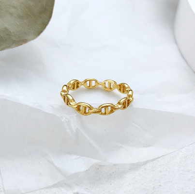 18k Plated Chain Link Stacking Band Ring for Women