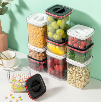 Locaupin Airtight Container Easy Open Lock Lid Dry Food Storage Leak Proof Canister (PET Plastic)