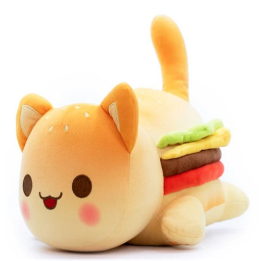 Kawaii Aphmau Meows Cat Plush Toy Soft Meemeow Stuffed Donut Cat Plushes French Fry Cheeseburger Food Plush Doll CAT8