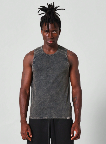 SUMWON Regular Fit Essential Washed Tank Top