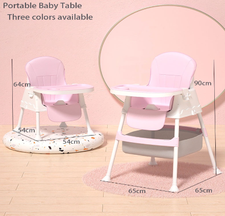 High Chair For Baby Adjustable Height And Removable Legs High Chair Feeding Foldable High Chair