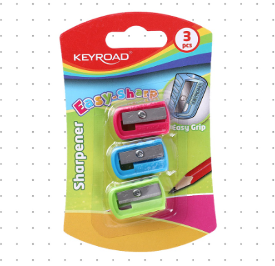 Keyroad One-Hole Sharpener Easy Sharp Anti-Slide Grip 3s Blue Green Pink KR971747 - School Supplies