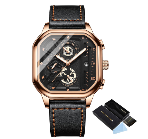 Binbond Original Luxury Square Men's Watch Student Fashion Light Luxury Non-Mechanical Quartz Stainless Steel Watch M3