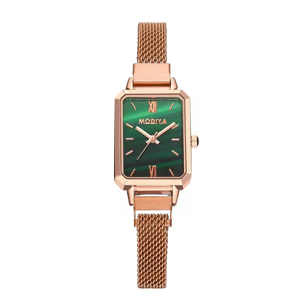 Elegant Magnetic RoseGold Square Edge Magnet Strap Alloy Watch