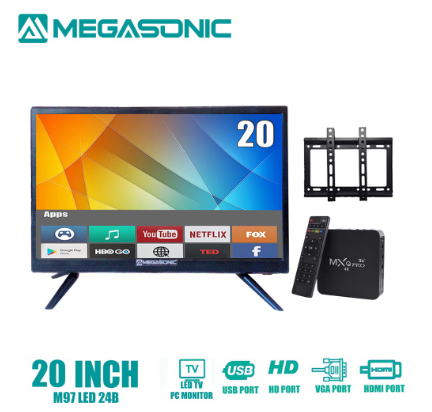 MEGASONIC M97-LED24B + Smart TV BOX Screen 20 Inch LED TV With Free Wall Bracket