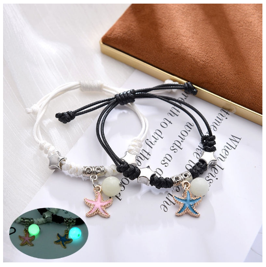 2Pcs Glow in the Dark Luminous Bracelet For Women Adjustable Fashion Women Men Couple Bracelet Best Friends Bracelets B6