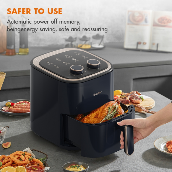 Gaabor Air Fryer Double Control Knob Automatic Power-Off 8 Function Menus 4L Capacity