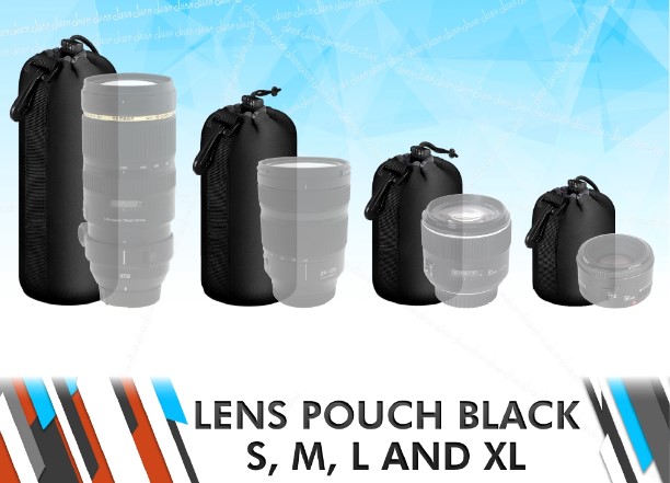 Waterproof Soft Camera Lens Pouch Storage Bag Black