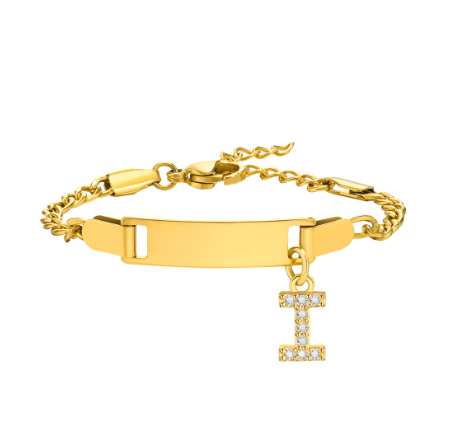 Vnox Baby Name Bracelet with Letter Pendant,Toddler Child ID Bracelet Girl Boy Birthday Gift I