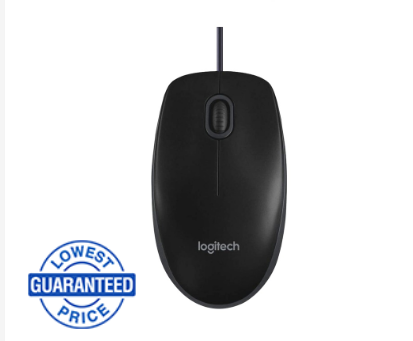 Logitech B100 1000 DPI Comfortable, Durable and Reliable Optical USB Mouse For Business