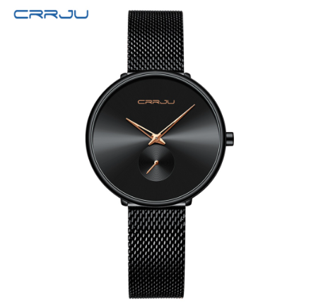 CRRJU Women's Watch Top Luxury Brand Fashion Business Analog Quartz Stainless Steel Waterproof 2165 X BLACK