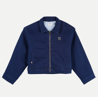 Stylistic Mr. Lee Ladies Basic Soft Denim Jacket for Women with Collar Boxy Fit 113324 Dark Blue