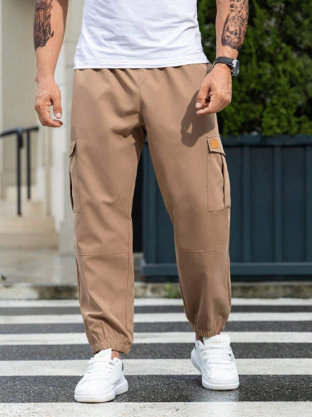 Manfinity EMRG Men Plus Flap Pocket Drawstring Waist Cargo Pants