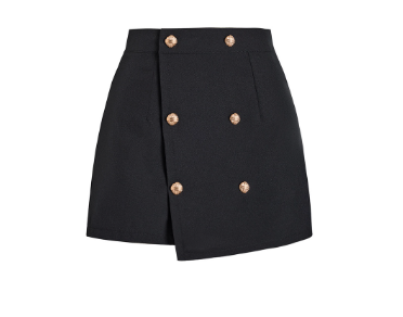 Lovito Plain Button Irregular Hem Culottes Shorts L52AD147