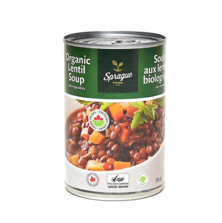 Sprague Foods Organic Lentil Soup with Vegetables 398ml