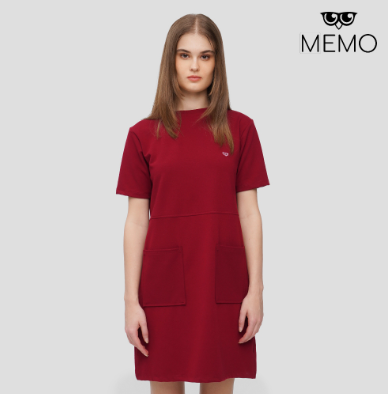 Memo Shift Dress For Women Maroon