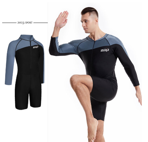 Men's Long Sleeve Sunscreen Swimsuit One Piece Snorkeling Surfing jellyfish Rashguard fzc192