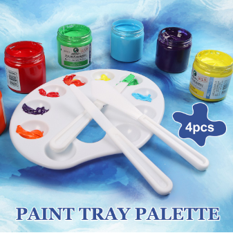 SeamiArt 4 Pcs. Set Small Plastic Palette With Scraper For Acrylic Oil Gouache Painting Art Tools Stationery