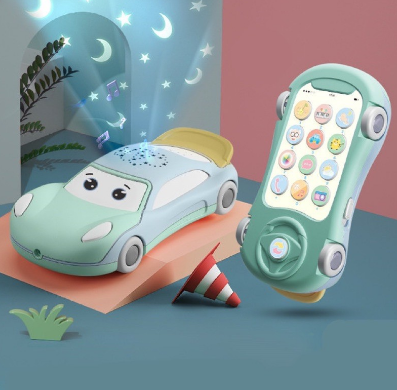 LETONG Kids Musical Phone Car Toy , Cellphone With Projector Star Light, Mainan Kanak Kereta Telefon