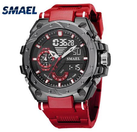 Original Luxury Fashion Watch Luxury Waterproof Luminous Digital Sports Leisure Men's Silicone Watch RED