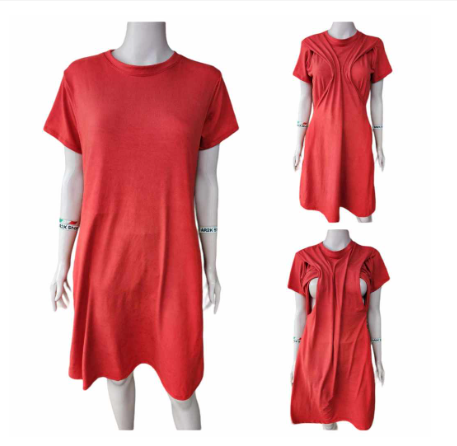 Nursing Breastfeeding and Maternity Dress Fits M-XL with Side Pockets & Discreet Side Opening MD8