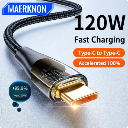 PD 120W USB Type C Cable to USB C Cell Phone Data Line Fast Charge Wire Cord For Xiaomi Samsung Huawei Oneplus Type-C to C Cable