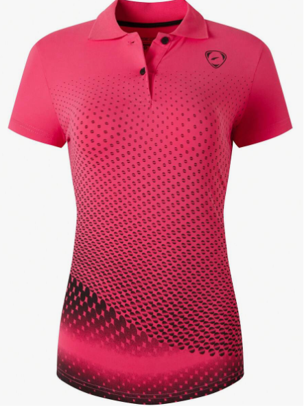 1pc Women's Pink Sport Polo Shirt, Short Sleeve, Quick Dry, Slim Fit, Tennis/Badminton/Golf/Bowling Shirt SWT251