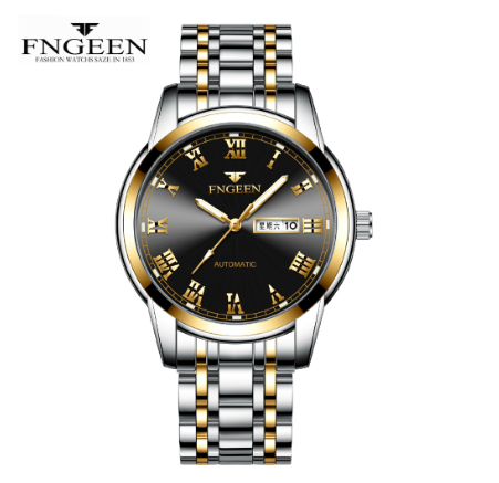 FNGEEN 4002 Men's Quartz Watch SILVER GOLD BLACK