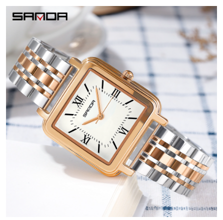 Sanda Ladies Business Temperament Watch Fashion Pioneer Quartz Watch Girl Casual Glamour Watch Cool Waterproof Tall Fashion Watch STEEL STRAP