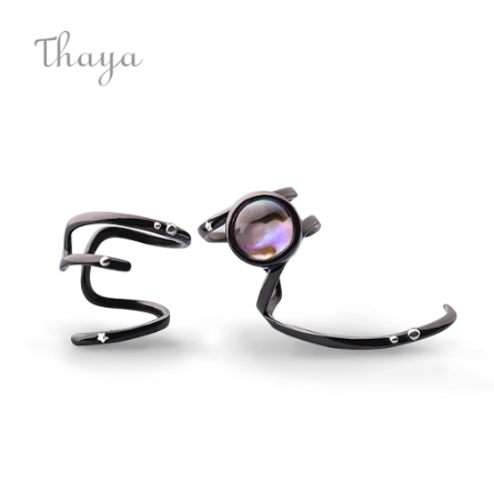 Thaya 925 Sterling Silver Milky Way Black Cartilage Clip Earrings Ear Cuff Fine Jewelry
